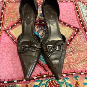 Paolo Women's Dark Brown Leather Heels